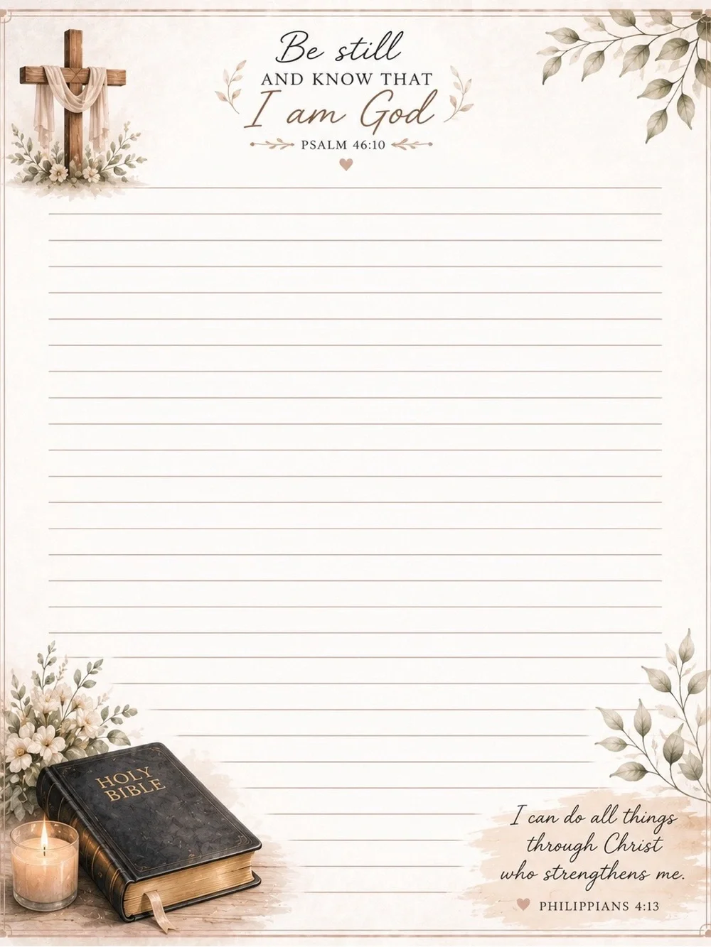 50 page notepad Inspirational Christian Lined Cream